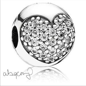 EUC Pandora 791053CZ Sterling Silver Love of My Life Clip w/ Pave CZ Heart